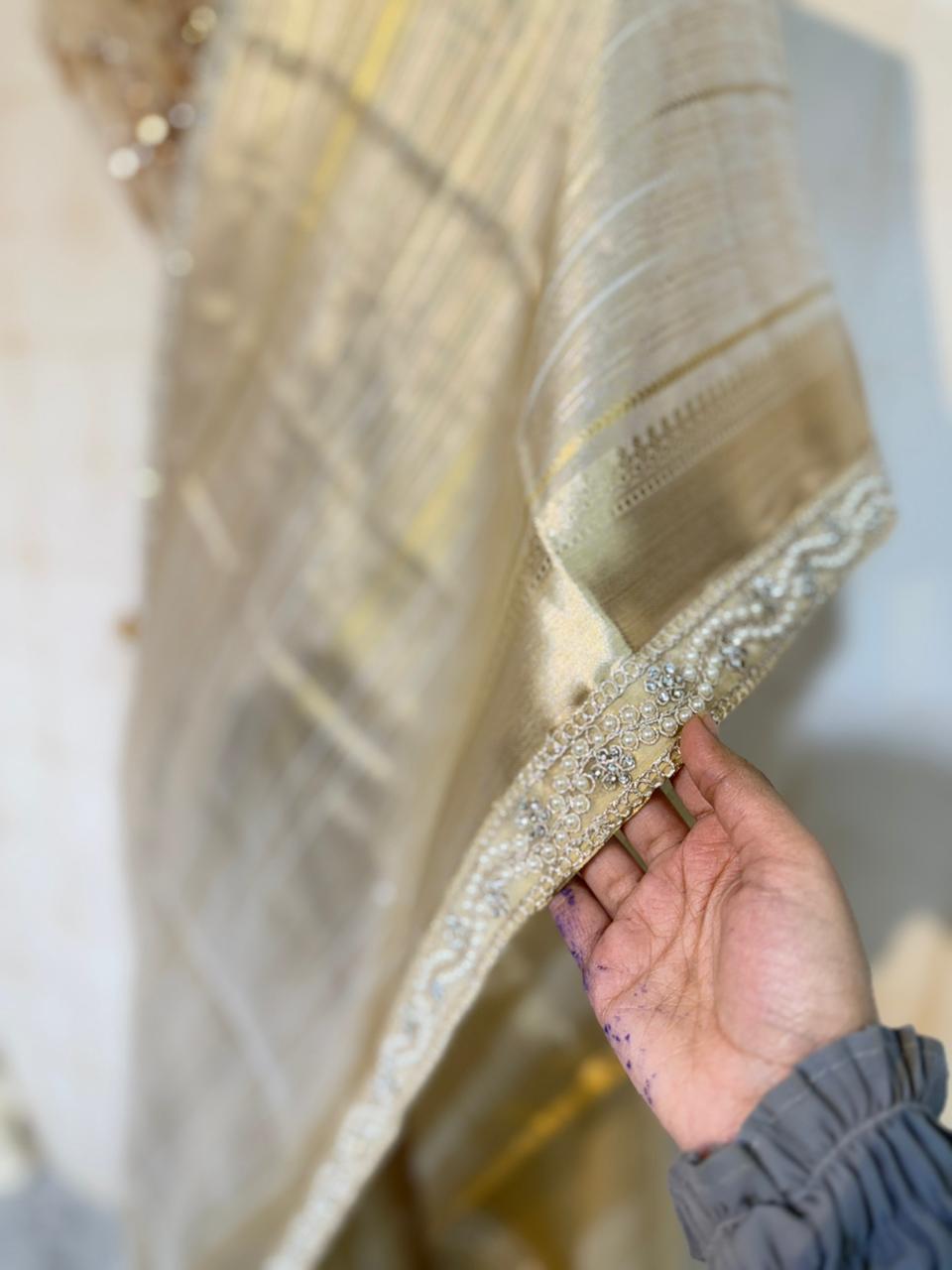 Designer Tissue Lace Work Saree