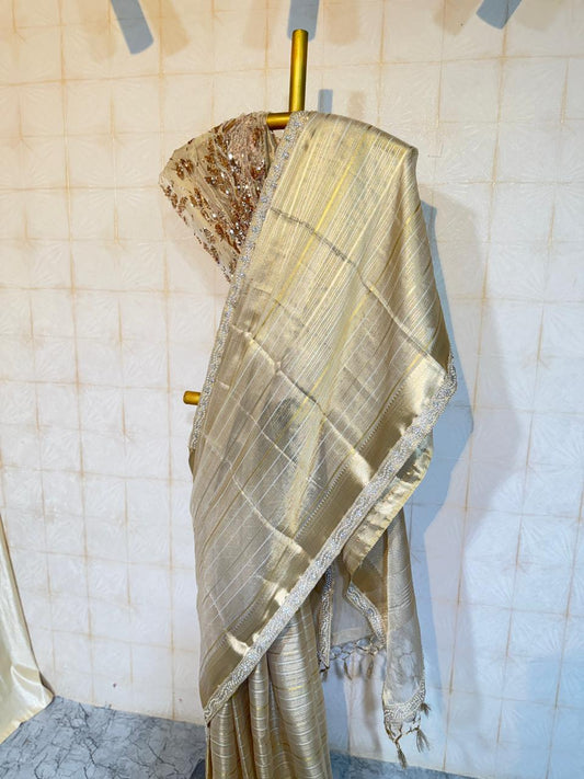Designer Tissue Lace Work Saree