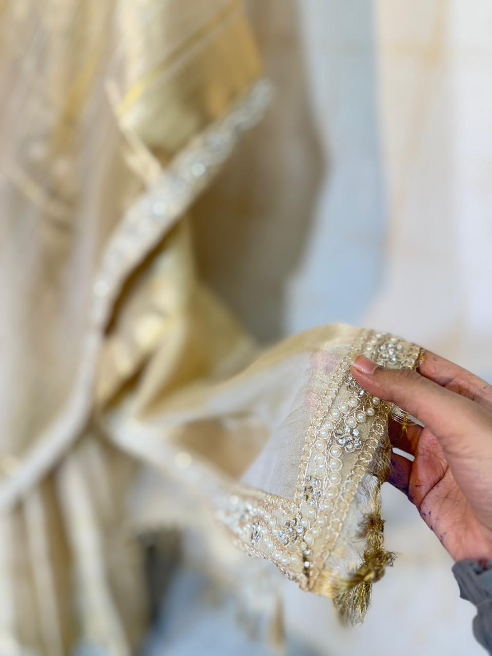 Designer Tissue Lace Work Saree