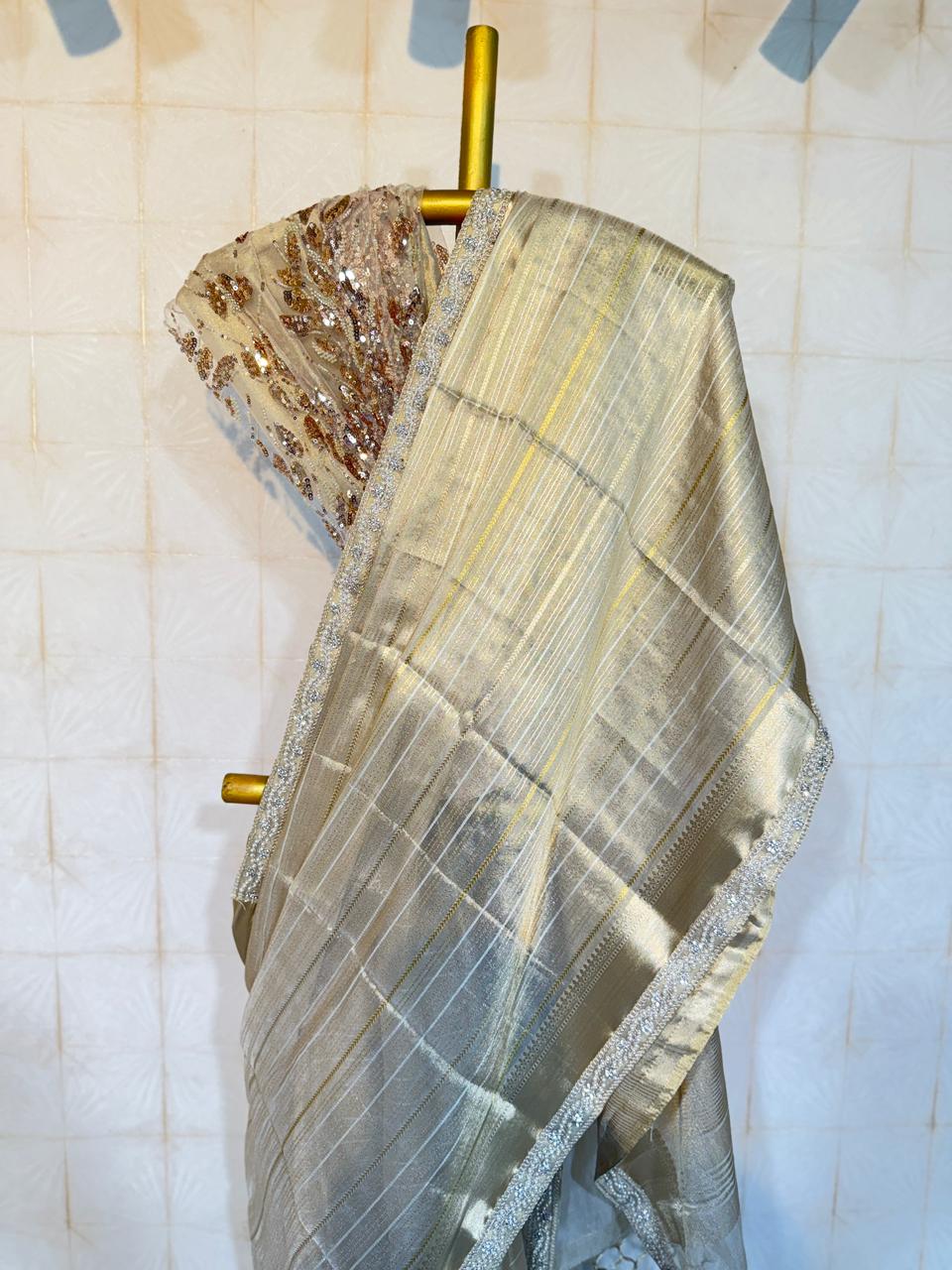 Designer Tissue Lace Work Saree